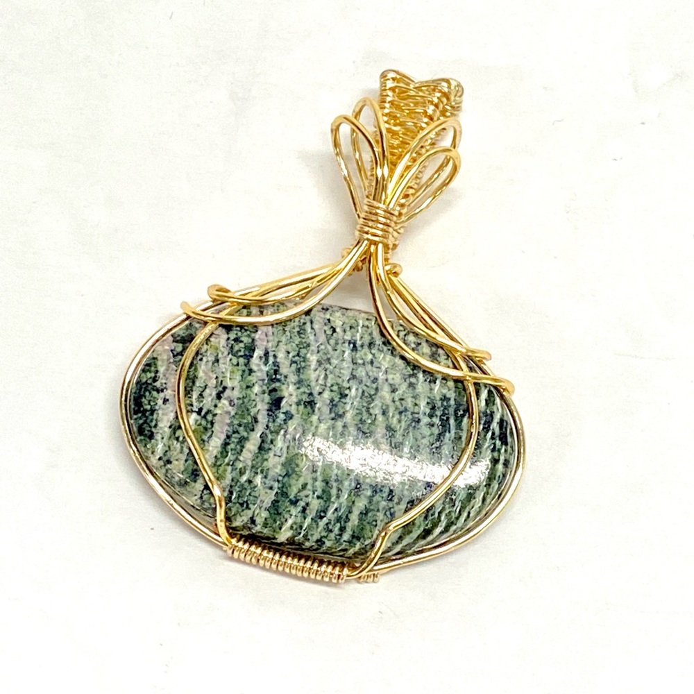 HANDMADE Swiss Opal Hand Wrapped Gold Plated Statement Pendant, Artisan Jewelry